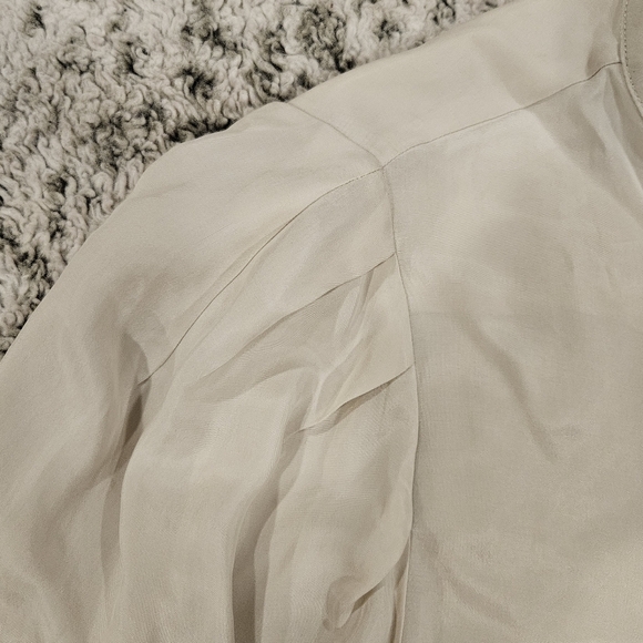 AG Adriano Goldschmeid S Ivory Dust Mandarin Collar Cupro Avery Button Up Shirt - Picture 5 of 12